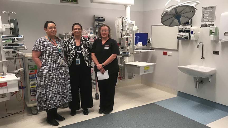 Three women standing in Cairns Hospital Emergency Department new expansion