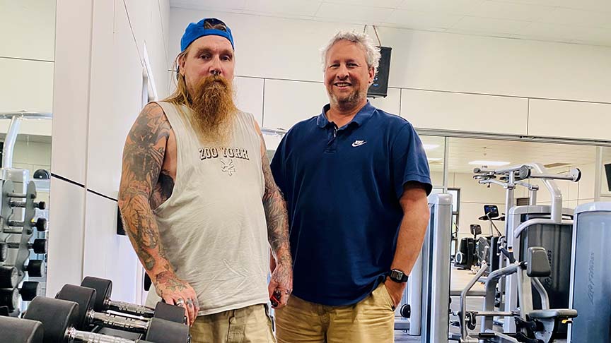 ATODS recreational program participant Glen with program officer Shaun Sellwood at PCYC Cairns.